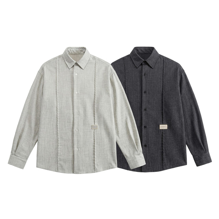 Men's Oversized Shirt Jacket in Light Denim Look with Visible Decorative Seams Mune Fashion