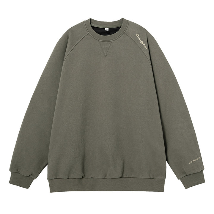 Unisex Boxy Sweatshirt made of mélange French terry with raglan sleeves and subtle script embroidery Mune Fashion