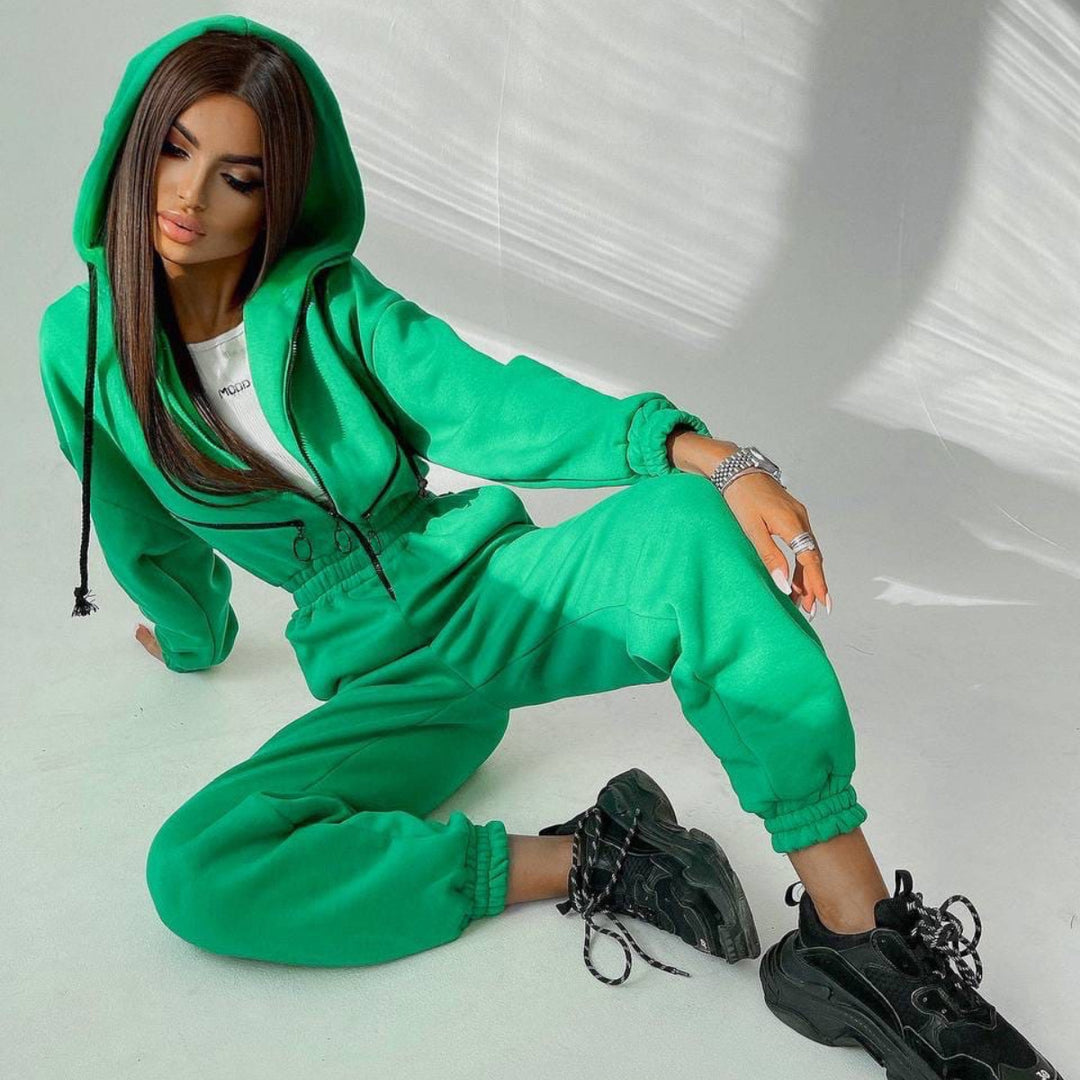 Women's short half-zip loungewear set with elastic waistband and oversized fit Mune Fashion
