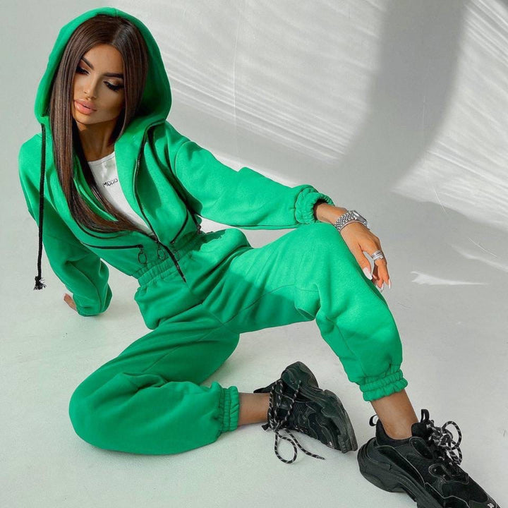 Women's short half-zip loungewear set with elastic waistband and oversized fit Mune Fashion