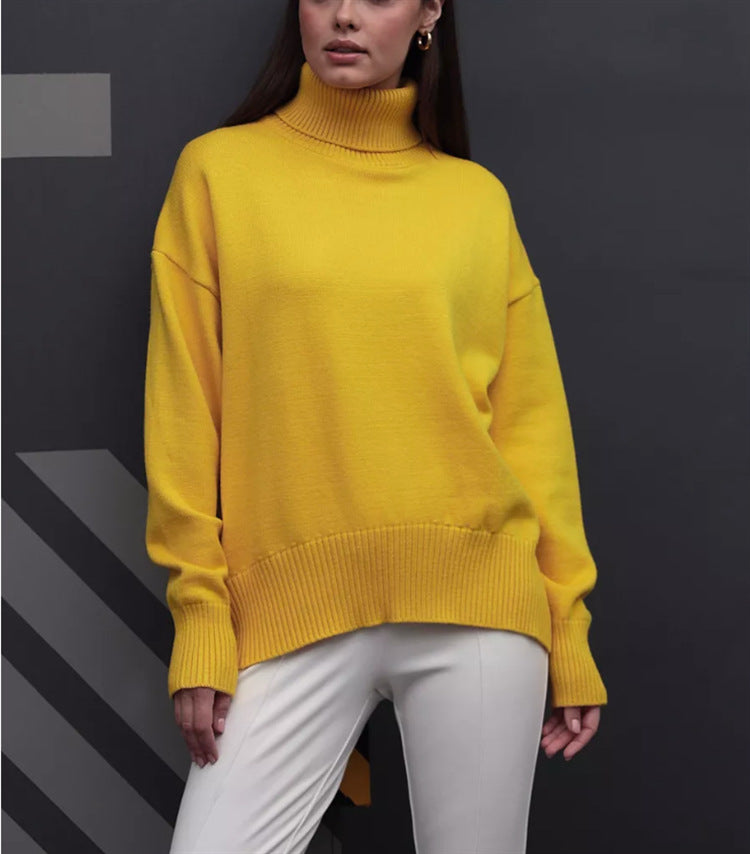 Ladies Boxy Turtleneck Sweater made of fine fine knit with dropped shoulders Mune Fashion