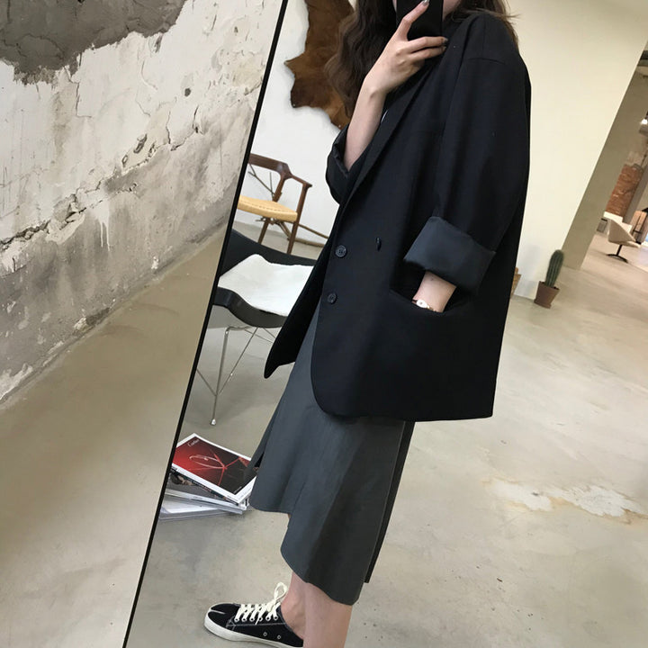 Women's Oversized Blazer with Double Button Placket Mune Fashion