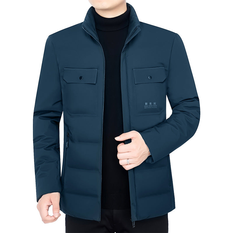 Men's thermal padded city jacket with stand-up collar and breast flaps Mune Fashion