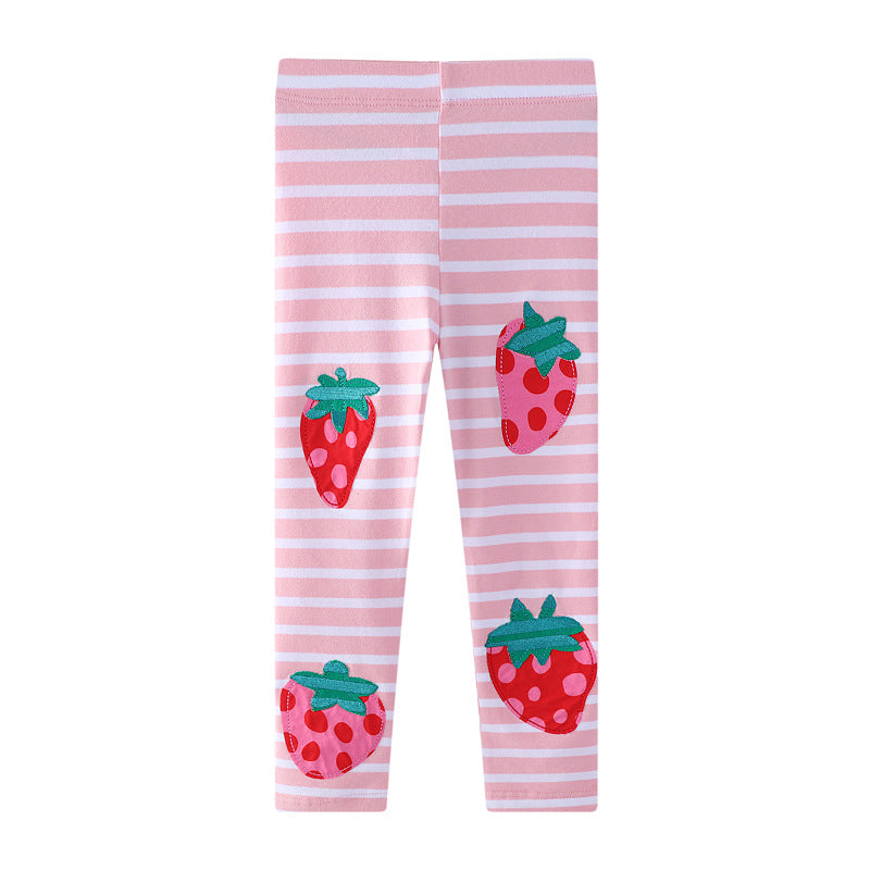 Girl Leggings with Cheerful Strawberry Design Mune Fashion