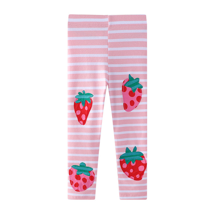 Girl Leggings with Cheerful Strawberry Design Mune Fashion