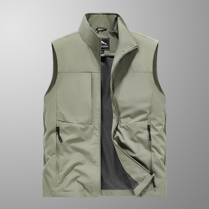 Men's utility vest with multi pockets, stand-up collar & breathable mesh lining Mune Fashion