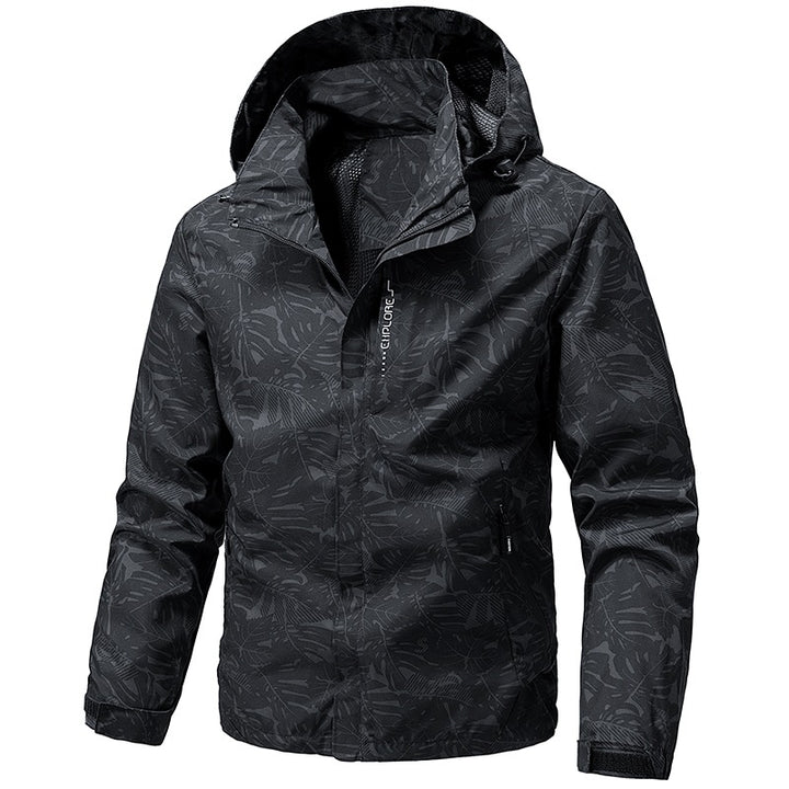 Men's Lightweight Outdoor Jacket with Hood and Print Mune Fashion