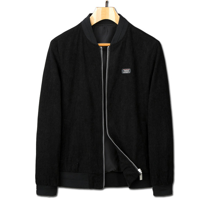 Men's corduroy bomber jacket with fine wide cord structure, stand-up collar and internal lining Mune Fashion