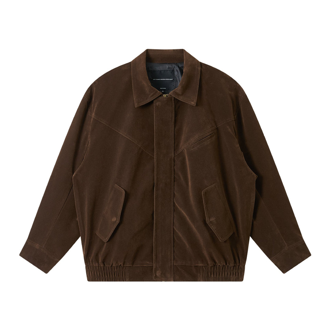 Men's short cut suede look blouson with elastic hem and flap pockets Mune Fashion