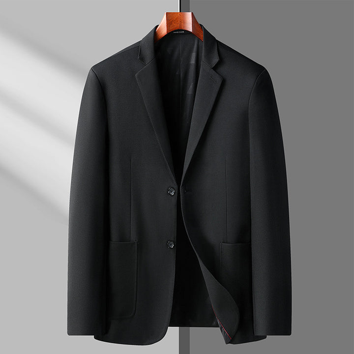 Men's Slim-Fit Blazer with Patch Pockets and Minimalist Lapel Mune Fashion