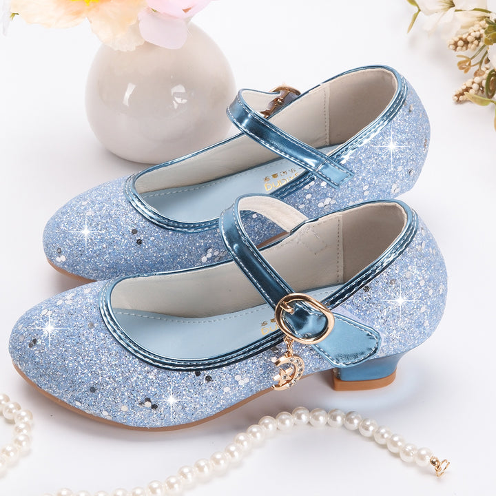 Girls Glittering Mary Jane Shoes with Decorative Buckle Mune Fashion