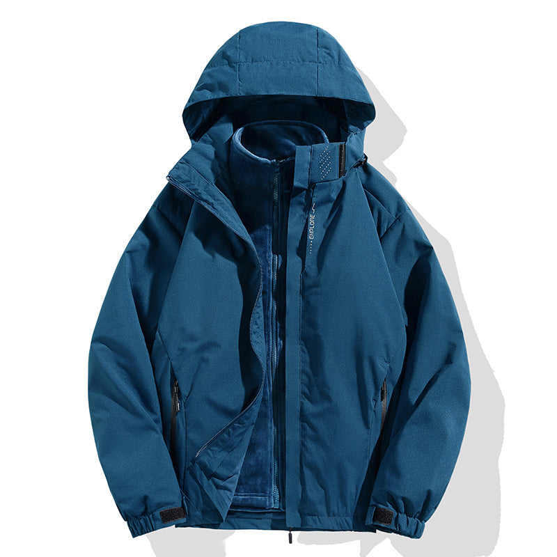 Men's two-piece winter jacket with removable fleece inner jacket waterproof windproof Mune Fashion