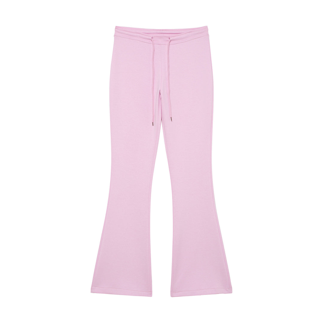 Ladies Highwaist Flared Trousers made of soft Sweat with drawstring Mune Fashion