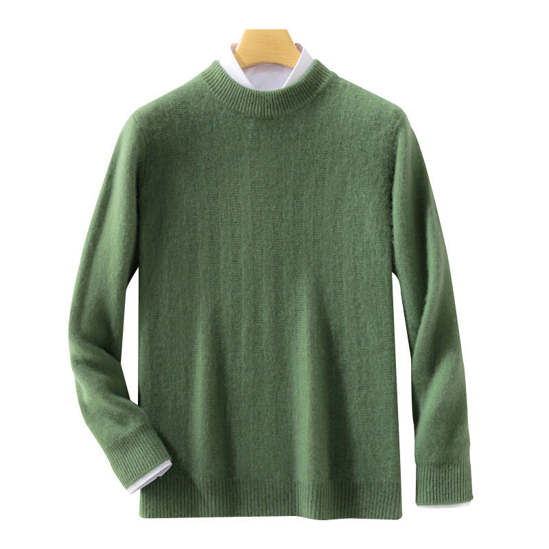 Men's fine knit pullover with a short stand-up collar, textured vertical ribbing, and slim fit Mune Fashion