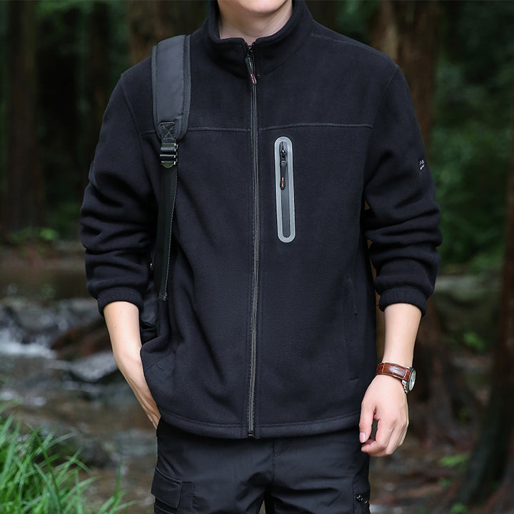 Men's fleece outdoor jacket with full zip, high collar, and water-repellent zip pocket Mune Fashion