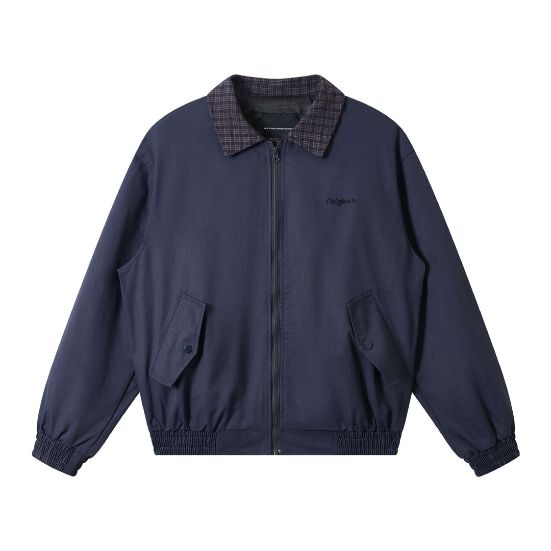 Men's Oversize Blouson Jacket with Check Collar and Flap Pockets Mune Fashion