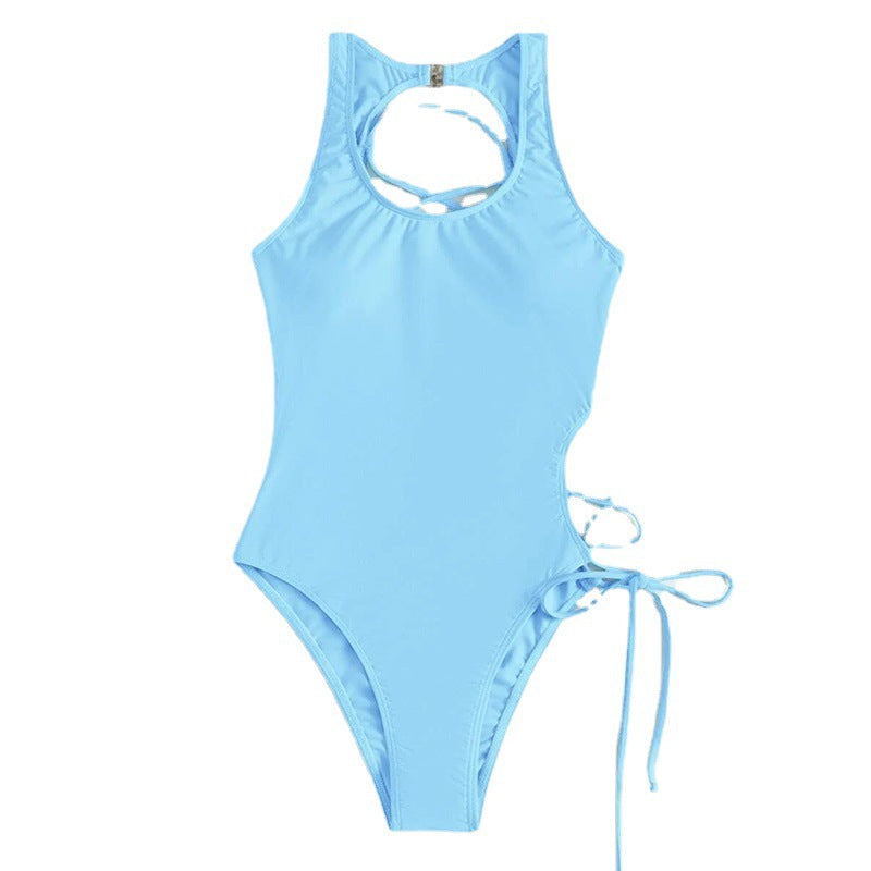 Women's one-piece swimsuit with sophisticated cut and lacing details Mune Fashion