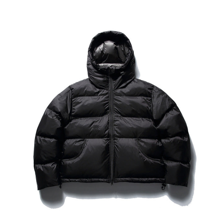 Unisex Short Boxy Puffer Jacket with Volume Hood, Water-Repellent Shell and Thermal Down Filling Mune Fashion