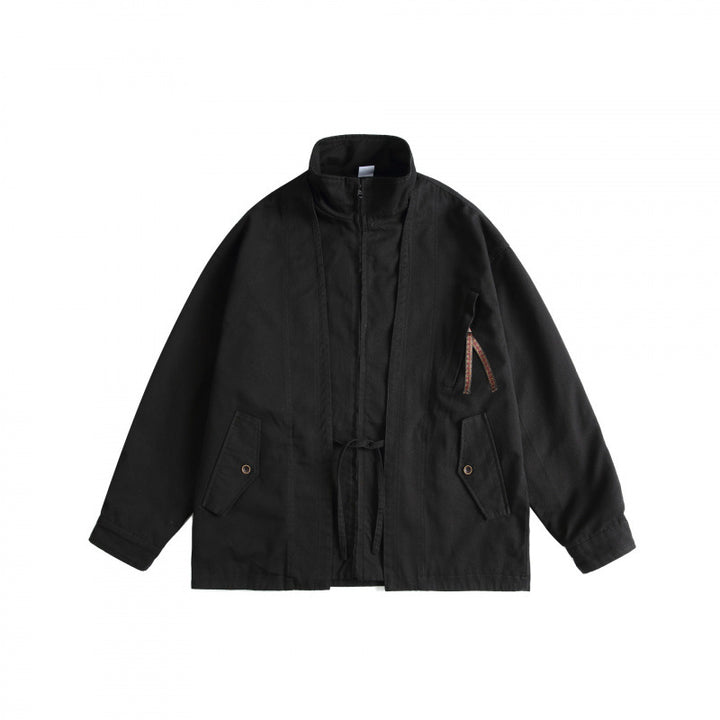 Unisex Boxy Utility Jacket with High Stand Collar, Full Zip and Drawstring Mune Fashion