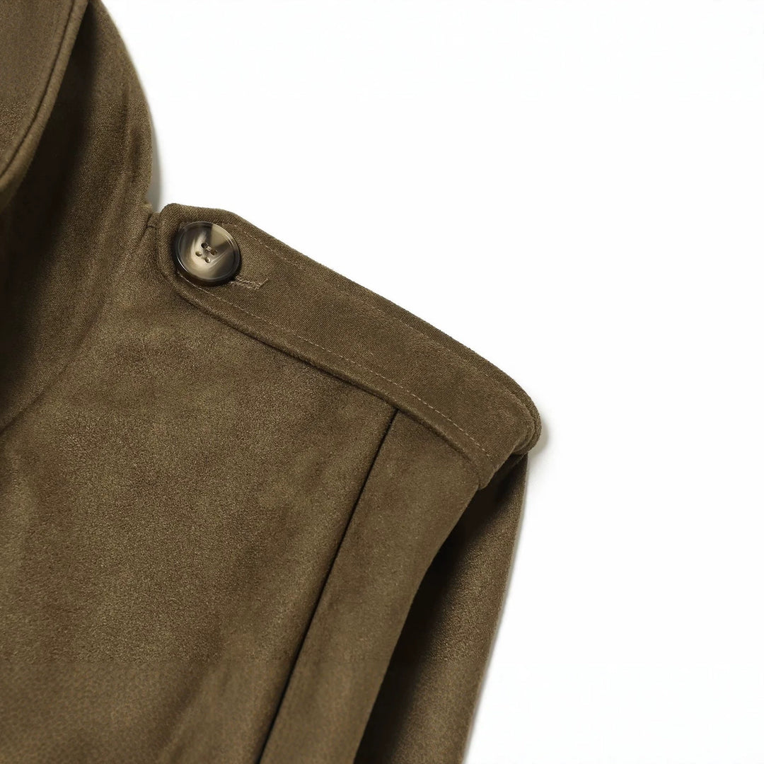 Women's Sleeveless Double-Breasted Trench Vest with High Stand Collar and Shoulder Tabs Mune Fashion
