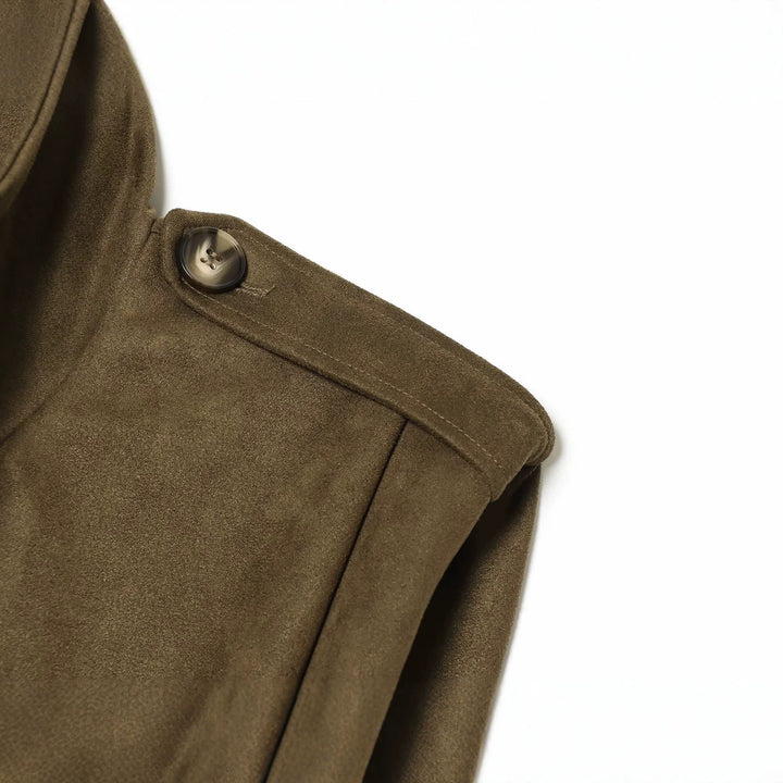Women's Sleeveless Double-Breasted Trench Vest with High Stand Collar and Shoulder Tabs Mune Fashion