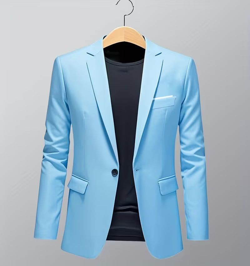 Men's slim-fit tuxedo jacket with prominent lapels, concealed breast piping, and light shoulder padding Mune Fashion