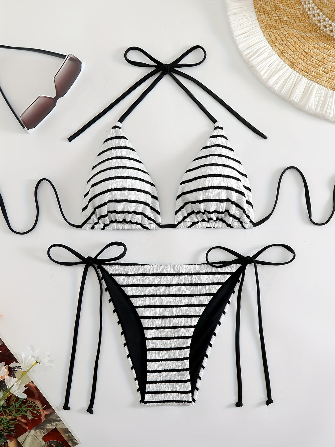 Women Stripe Bikini Set Mune Fashion