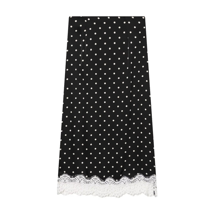 Women's midi skirt with polka dot pattern and lace hem Mune Fashion