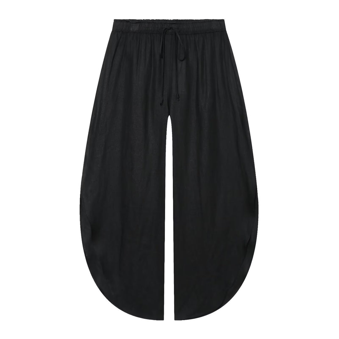Ladies Beach Midi Skirt with Drawstring Waist, Front Slit and Rounded Hem Mune Fashion