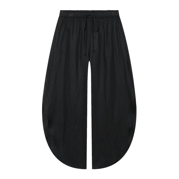 Ladies Beach Midi Skirt with Drawstring Waist, Front Slit and Rounded Hem Mune Fashion