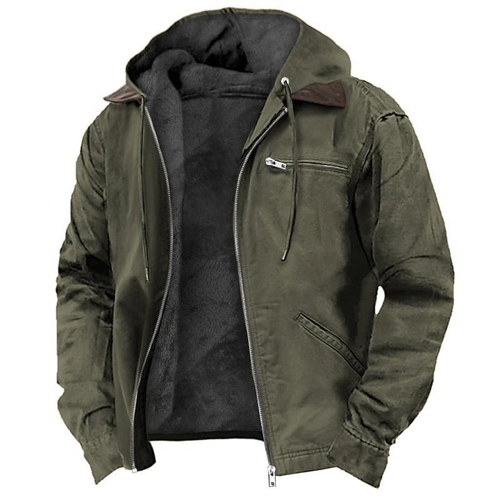 Men's Padded Hoodie Jacket with Teddy Lining, Windproof Canvas and Zipper Pockets Mune Fashion