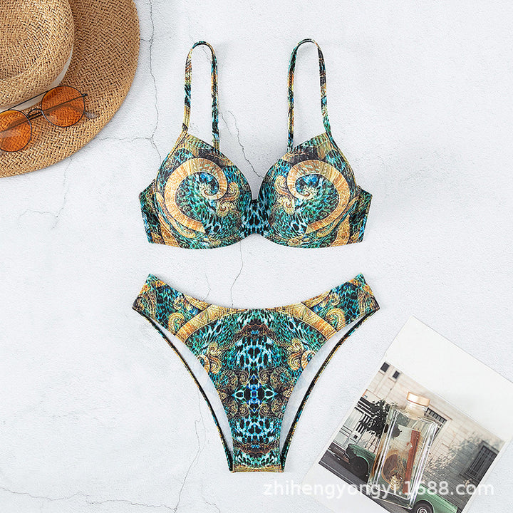 Ladies Designer Bikini with Elegant Animal Print Mune Fashion