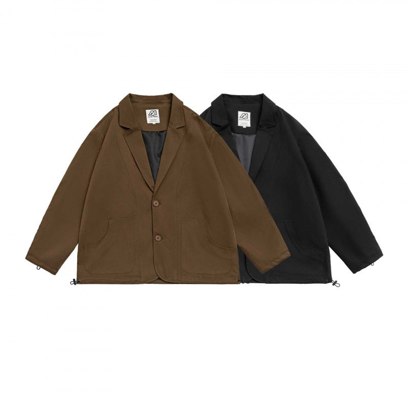 Unisex Oversized Blazer Jacket in Utility Look with Drawstring and Patch Pockets Mune Fashion