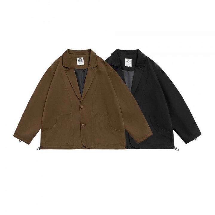 Unisex Oversized Blazer Jacket in Utility Look with Drawstring and Patch Pockets Mune Fashion