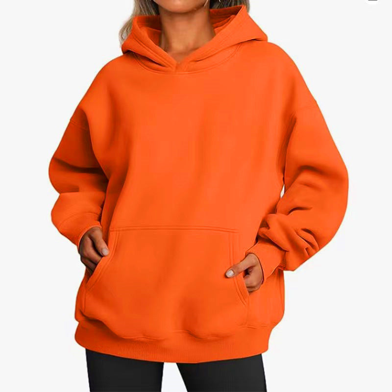 Women extra long oversized hoodie in boxy cut with kangaroo pocket and ribbed hem Mune Fashion