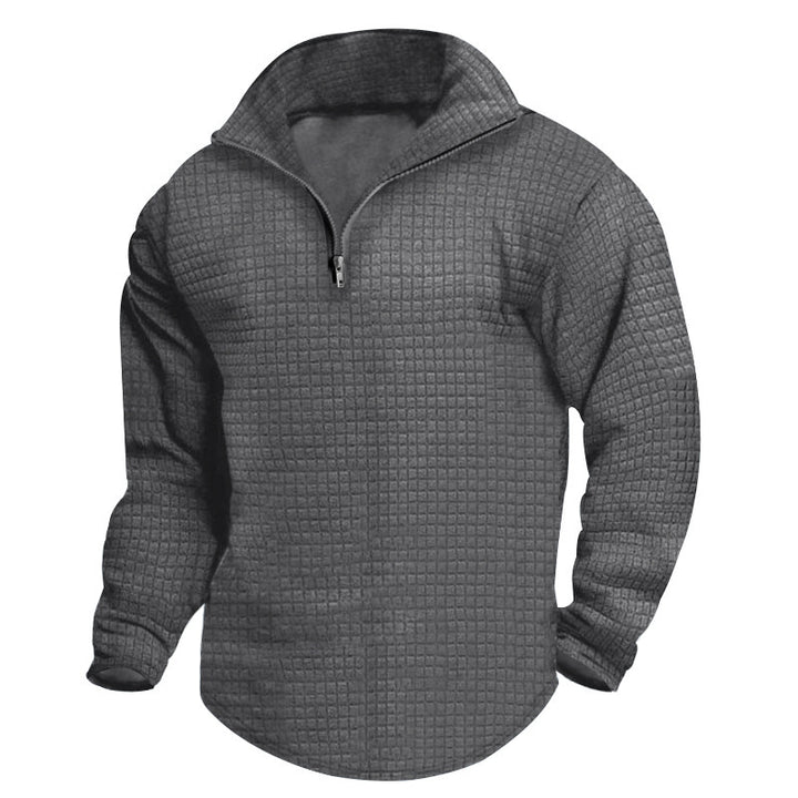 Men's padded thermal half-zip with waffle texture, brushed lining, and rounded hem Mune Fashion