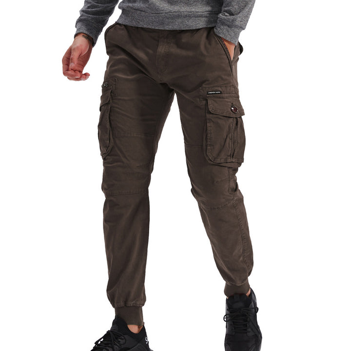 Men's Cargo Jogging Pants with Multifunctional Pockets, Elastic Cuffs and Tapered Fit Mune Fashion