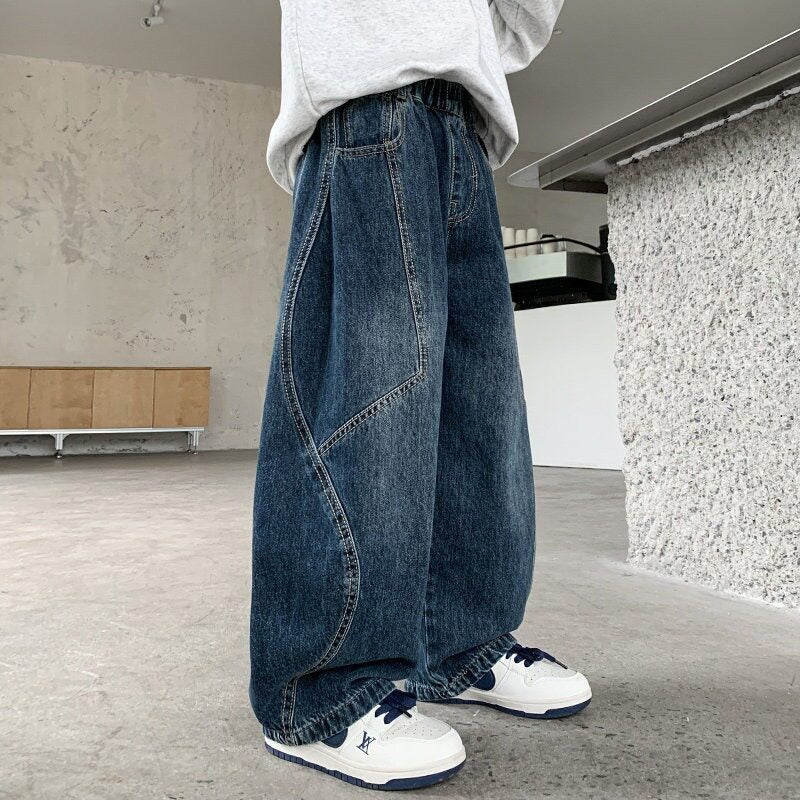 Women Loose Fit Jeans with Elastic Waistband Mune Fashion