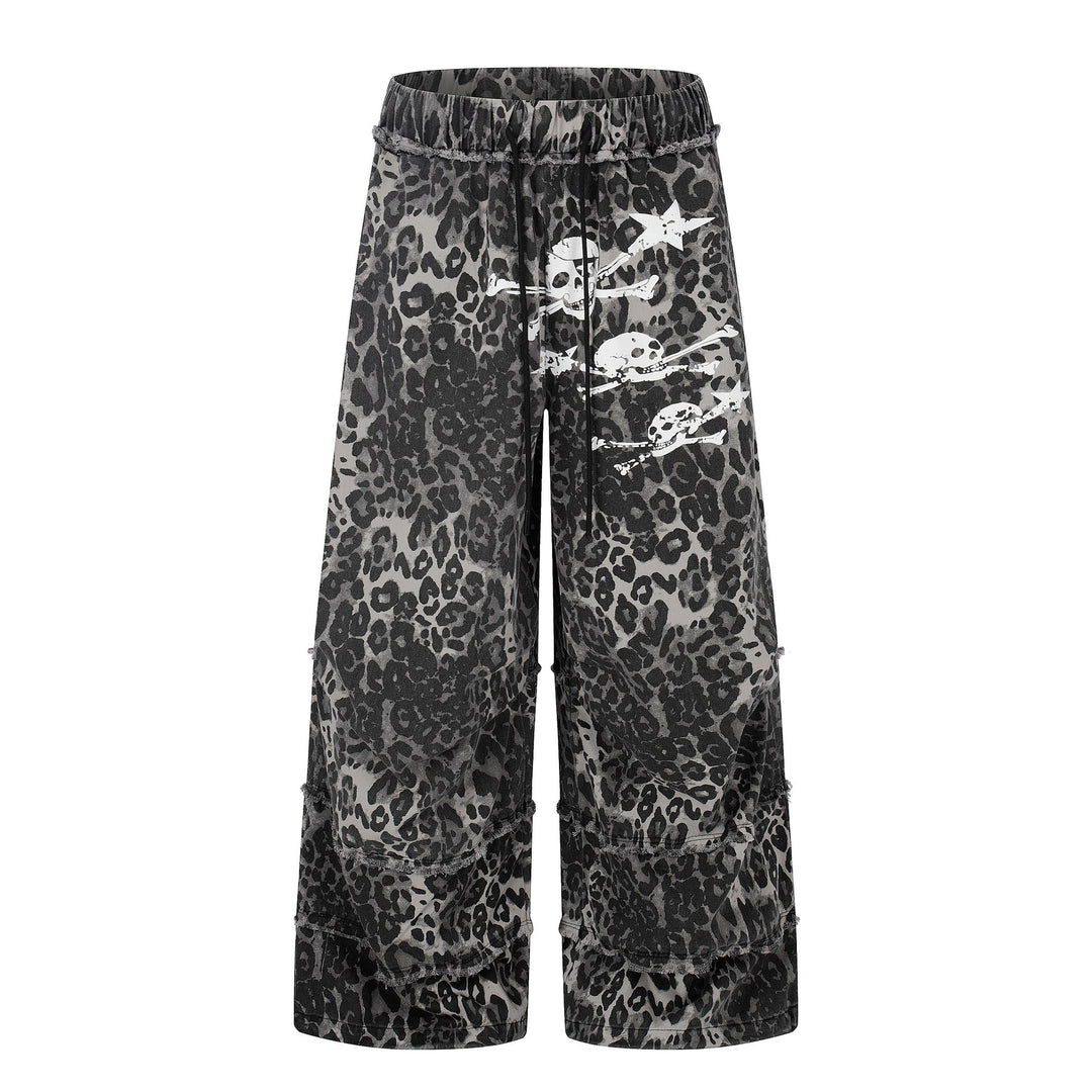Ladies Wide Cargo Culotte Shorts with Fringed Steps and Skull Print Mune Fashion
