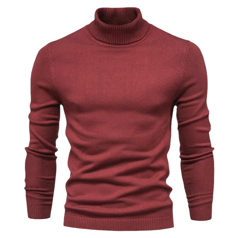 Men's narrow-cut turtleneck sweater made of merino cotton blend with high collar Mune Fashion