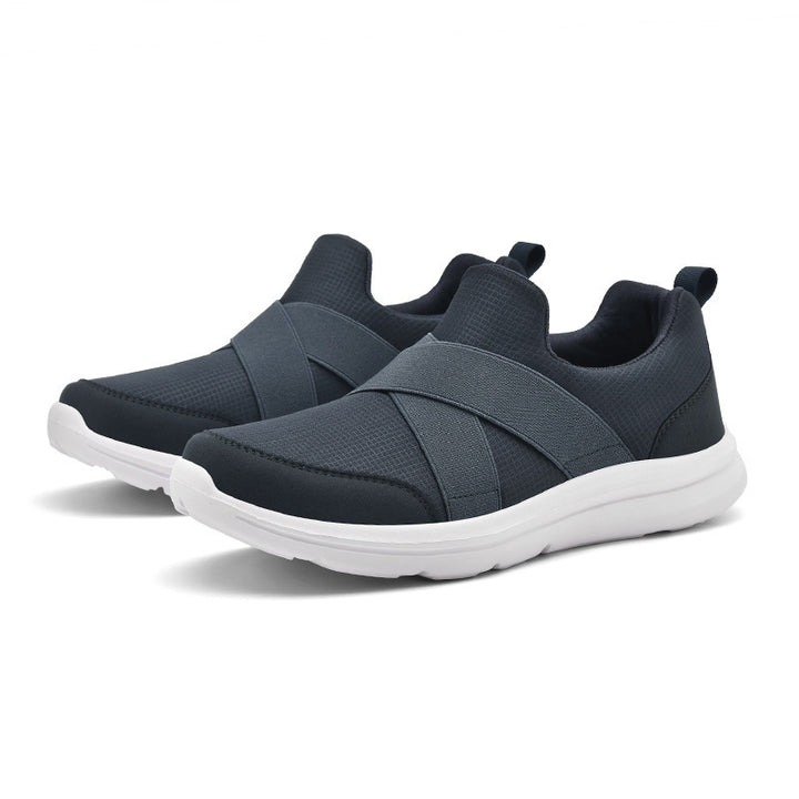 Women nan elastic Slip-On comfort sneaker with breathable knit upper, crossed stretch straps and cushioning EVA sole Mune Fashion