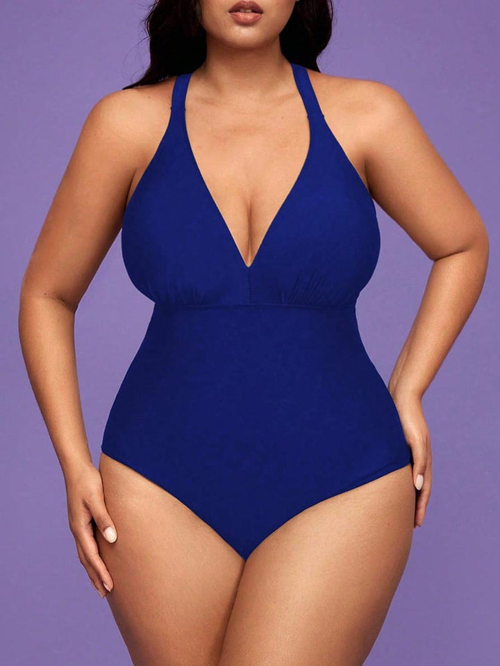 Ladies one-piece swimsuit with deep V-neckline and flattering silhouette Mune Fashion