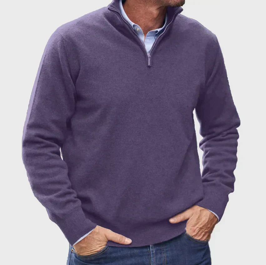 Men's High-Quality Knit Sweater with Stand-Up Collar