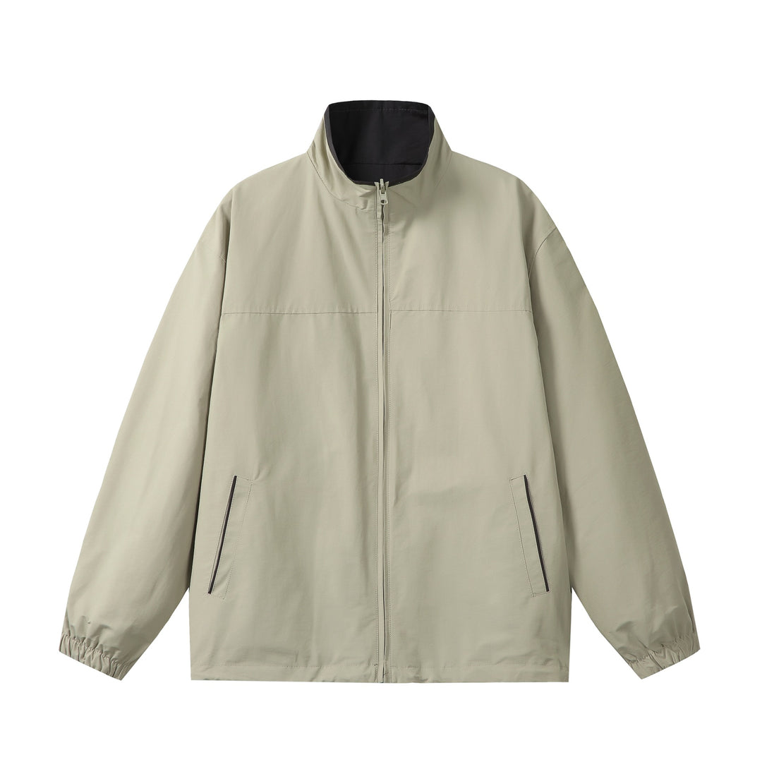 Unisex Lightweight Boxy Windbreaker with High Stand Collar and Drawstring Mune Fashion