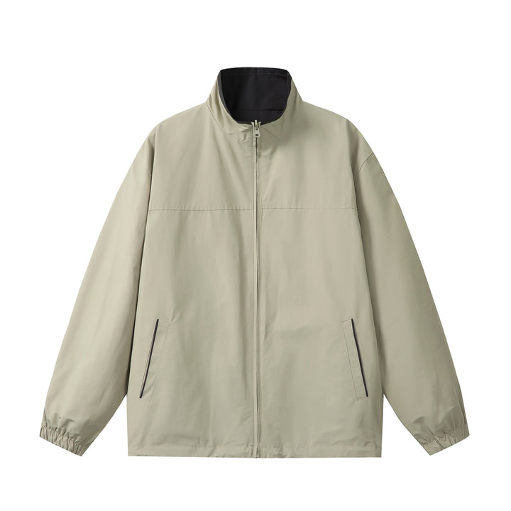 Unisex Lightweight Boxy Windbreaker with High Stand Collar and Drawstring Mune Fashion