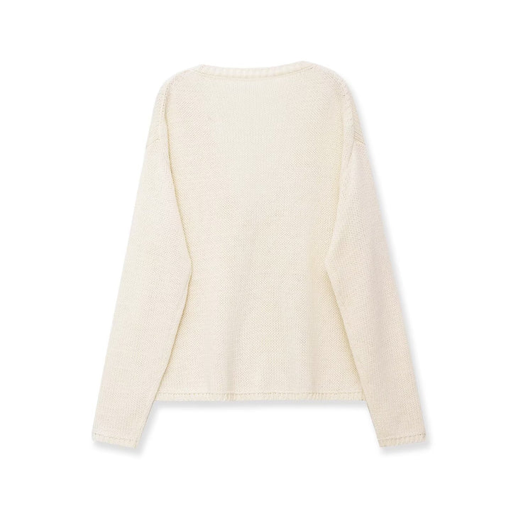 Women's Oversize V-Neck Chunky Knit Sweater Mune Fashion