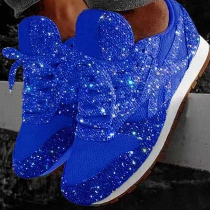 Women's Glitter Sneakers with Breathable Mesh and Profiling Rubber Sole Mune Fashion