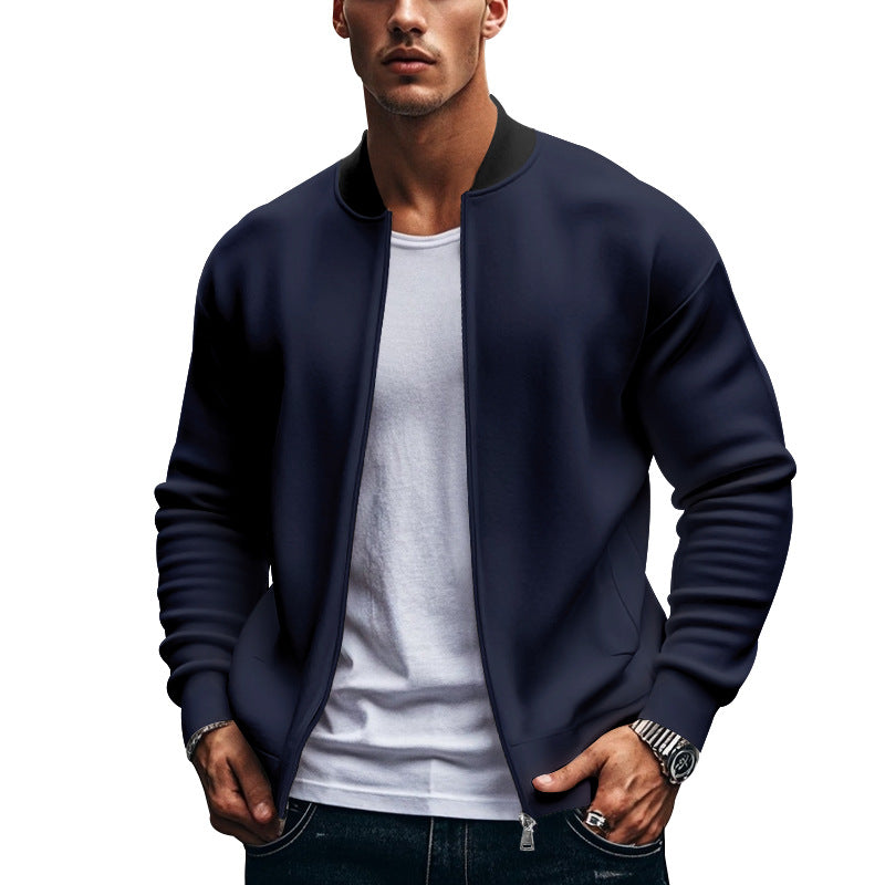 Men's Sporty Bomber Jacket with High Collar Mune