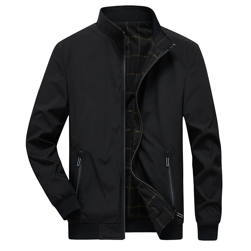 Men's transitional jacket with stand-up collar, water-repellent outer layer and checked lining Mune Fashion