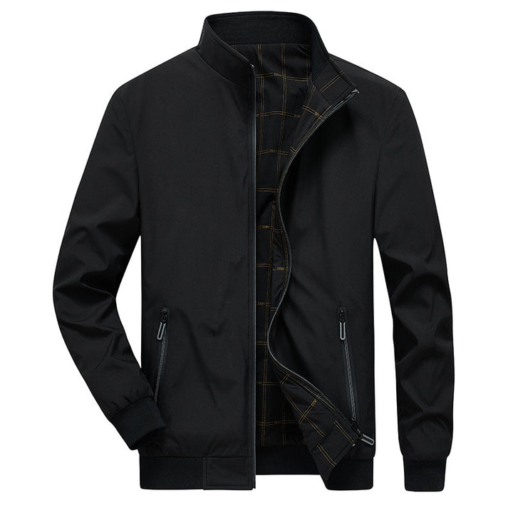 Men's transitional jacket with stand-up collar, water-repellent outer layer and checked lining Mune Fashion